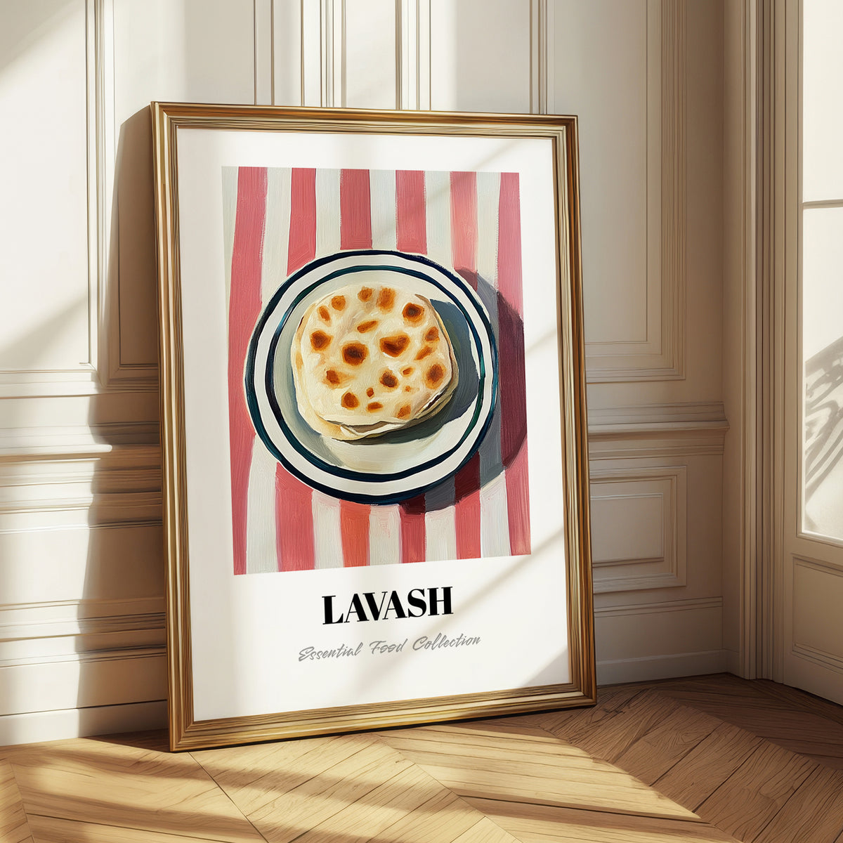 Lavash – on Striped Tablecloth, Armenian Food Poster