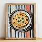 Tortilla – on Striped Tablecloth, Mexican Food Illustration, no-text version framed in wood