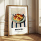 Brioche – on Striped Tablecloth, French Pastry Painting 