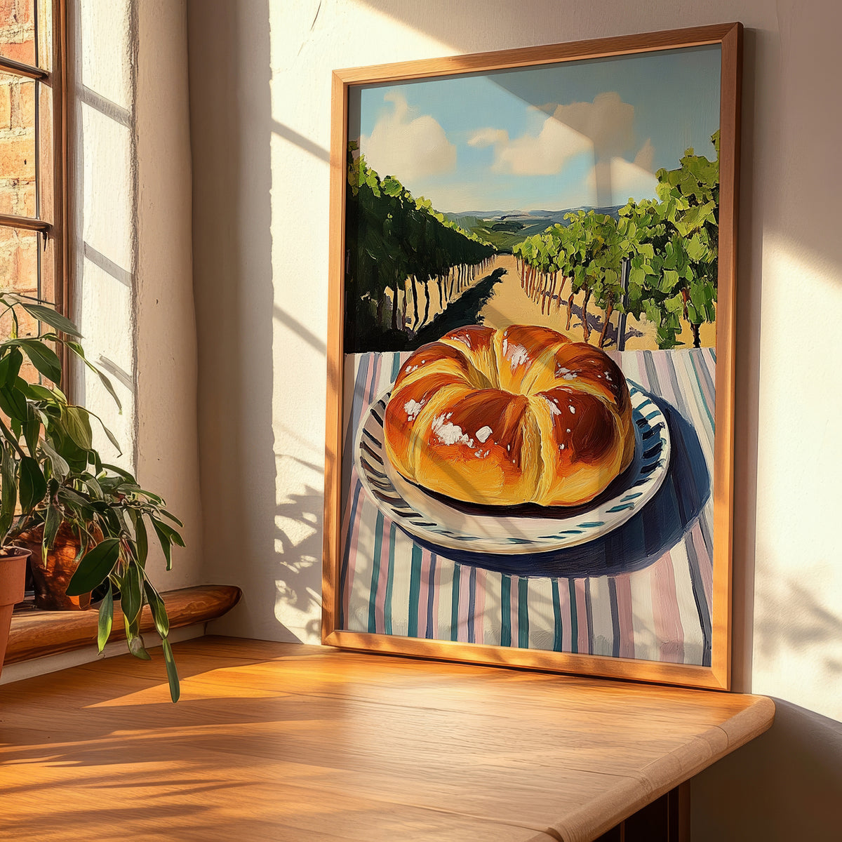 Brioche – Hillside Café View, French Pastry Wall Decor, clean layout with no caption