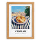 Challah – Jerusalem Skyline Scene, Jewish Food Illustration, set in oak frame