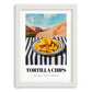 Tortilla Chips – Desert Café Scene, Mexican Food Wall Decor, placed in minimal white frame
