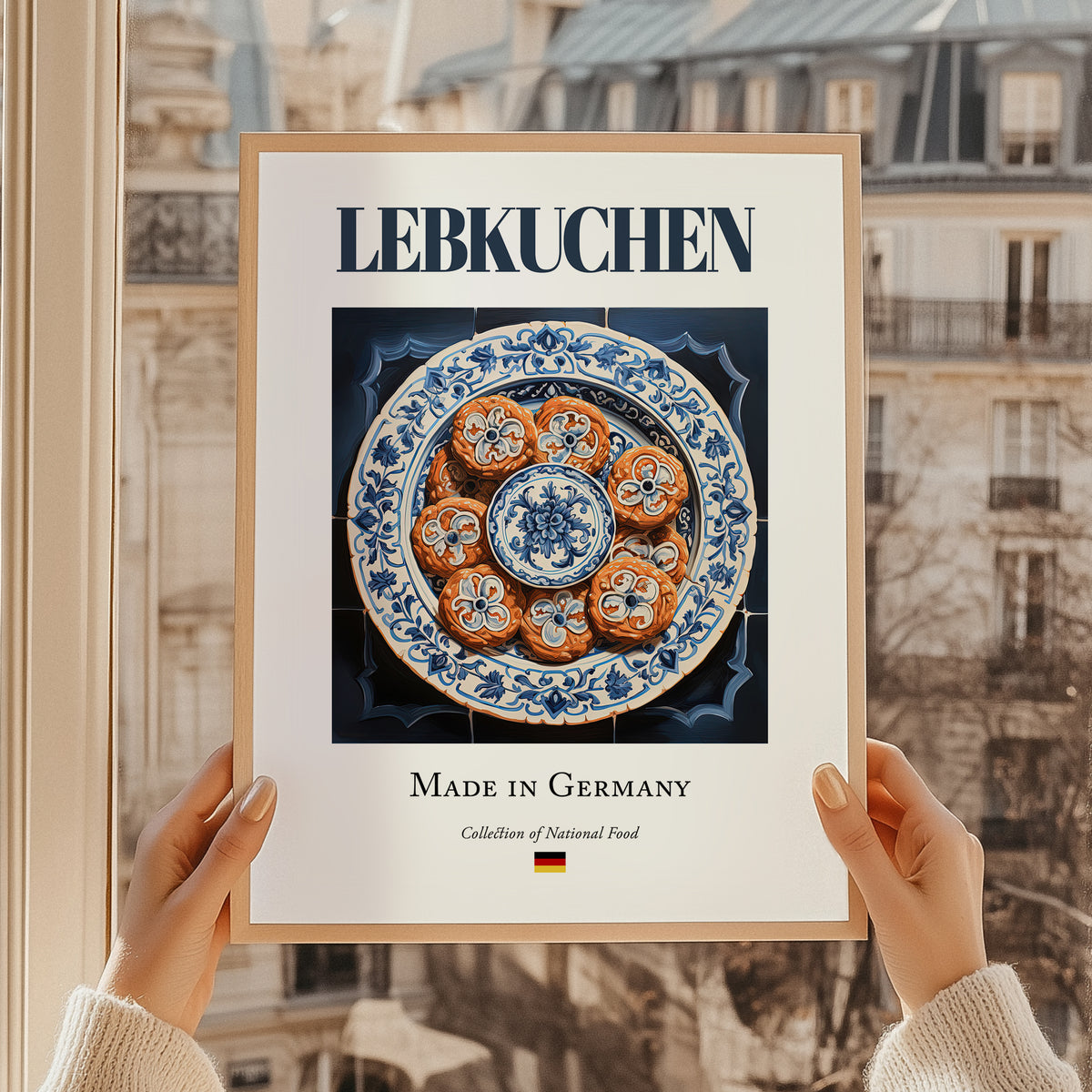 Lebkuchen – German Dessert Dish, Bistro Painting, styled in a charming Paris street view