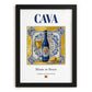 Cava – Spanish Sparkling Wine, Wine Bar Print, in sleek black frame