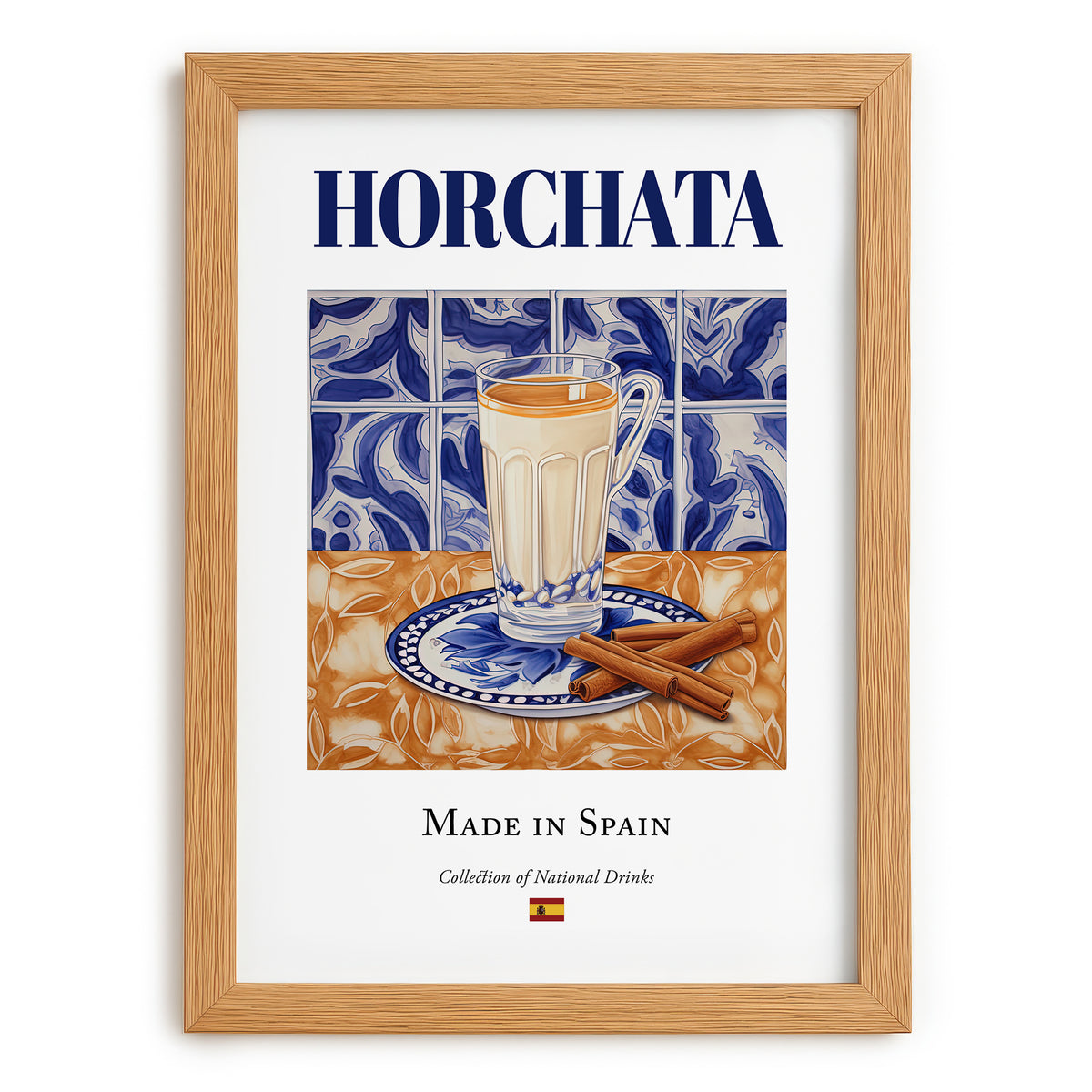Horchata – Spanish Beverage Drink, Hotel Lobby Still Life, set in oak frame