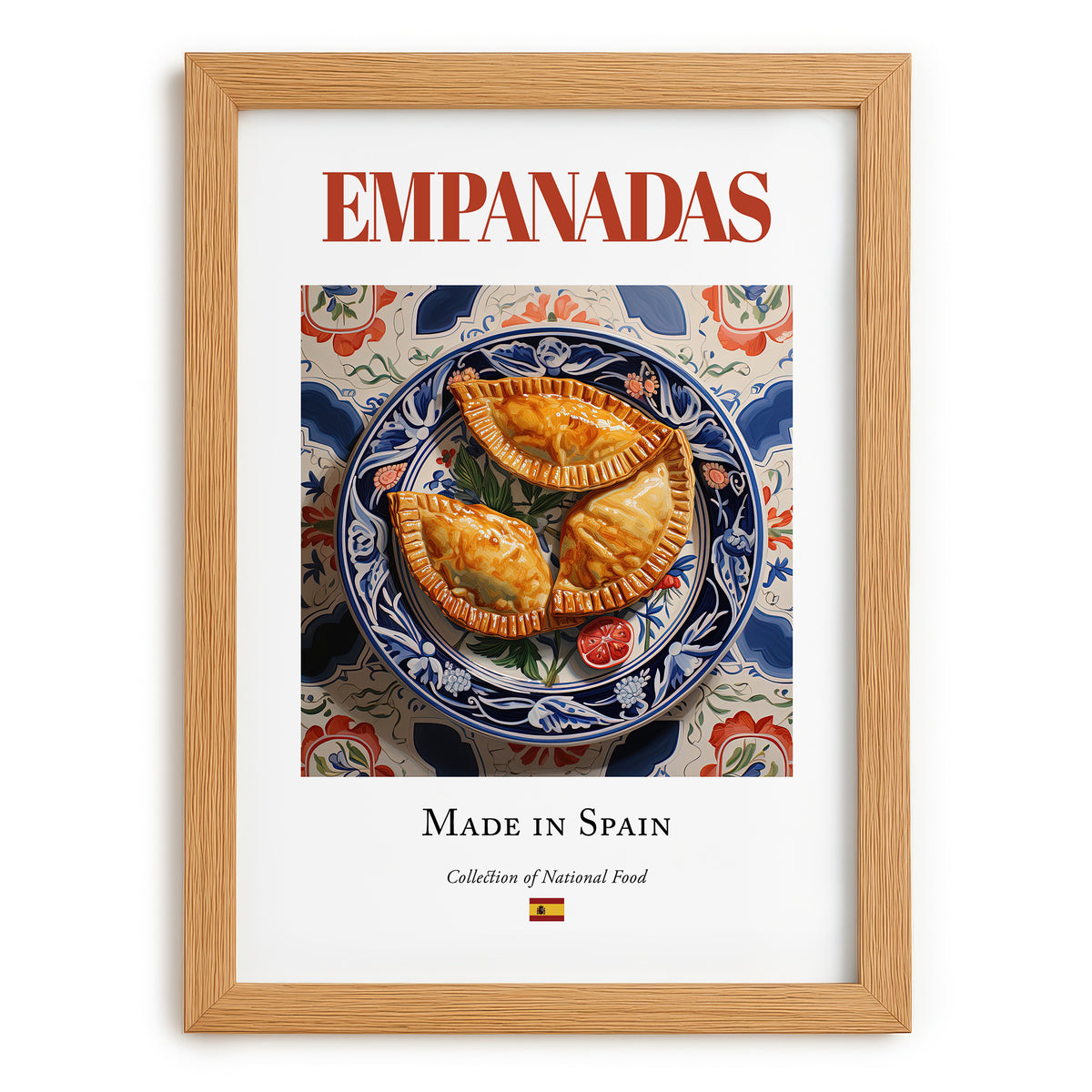 Empanadas – Spanish Snack Dish, Bistro Painting, set in oak frame