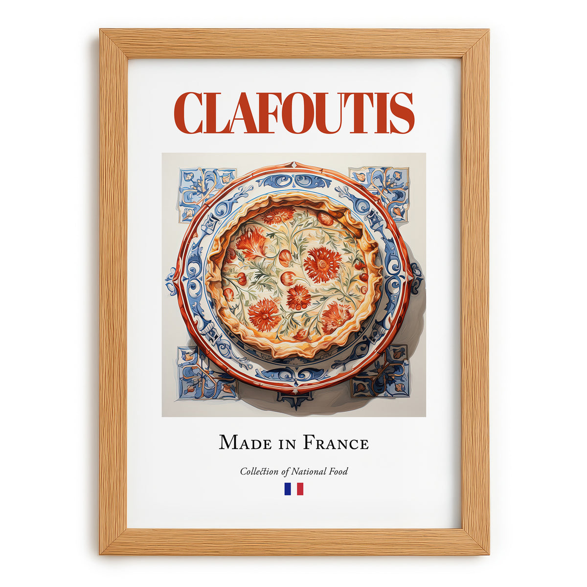 Clafoutis – French Dessert Dish, Restaurant Print, set in oak frame