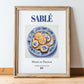 Sablé – French Dessert Dish, Bistro Wall Art, in wooden frame leaning on the floor