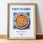 Tarte flambée – French Pastry Dish, Bistro Poster, in wooden frame leaning on the floor
