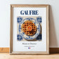 Gaufre – French Dessert Dish, Farmhouse Kitchen Print, in wooden frame leaning on the floor
