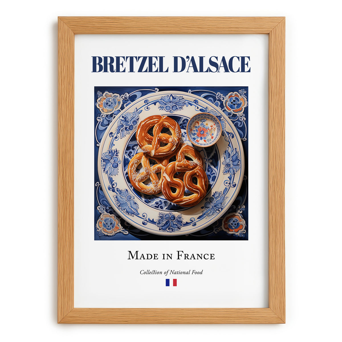 Bretzel d'Alsace – French Bread Dish, Fine Dining Restaurant Painting, set in oak frame