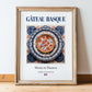 Gâteau Basque – French Dessert Dish, Bistro Poster, in wooden frame leaning on the floor