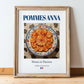 Pommes Anna – French Dish, Café Wall Decor, in wooden frame leaning on the floor