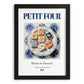 Petit four – French Dessert Dish, Bistro Wall Art, in sleek black frame
