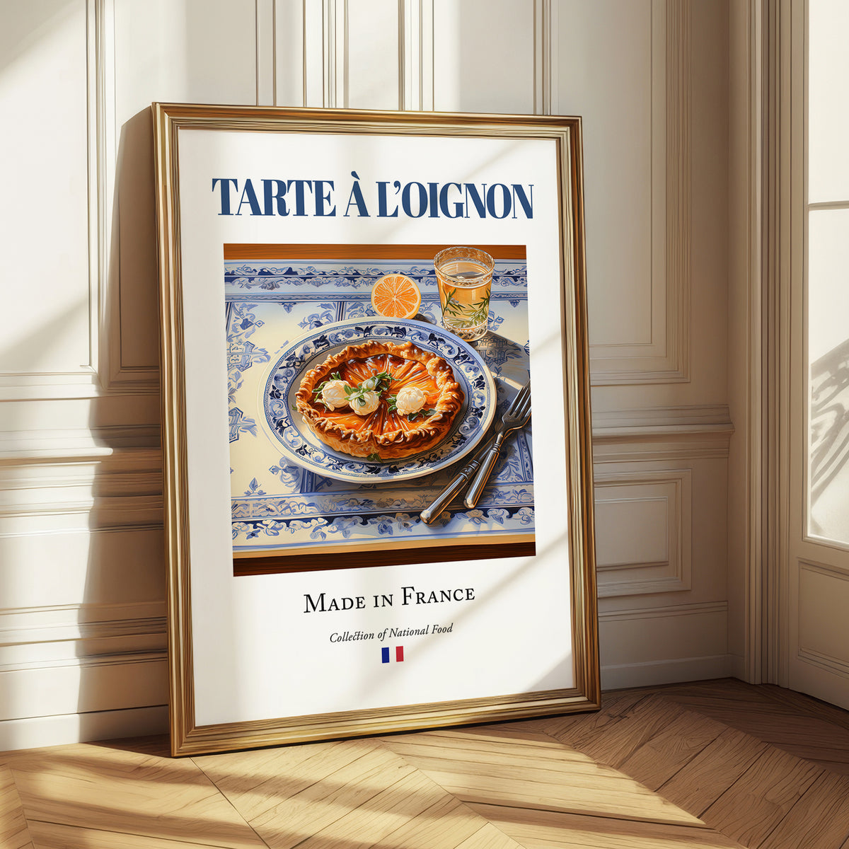 Tarte à l'oignon – French Dish, Fine Dining Restaurant Illustration