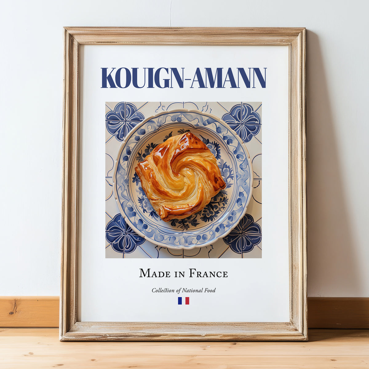 Kouign-amann – French Dessert Dish, Brasserie Still Life, in wooden frame leaning on the floor