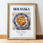Moussaka – Greek Meat Dish, Restaurant Still Life, in wooden frame leaning on the floor