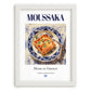 Moussaka – Greek Meat Dish, Restaurant Still Life, placed in minimal white frame