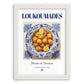 Loukoumades – Greek Dessert Dish, Farmhouse Kitchen Wall Decor, placed in minimal white frame