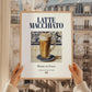 Latte macchiato – Italian Coffee, Book Café Print, styled in a charming Paris street view