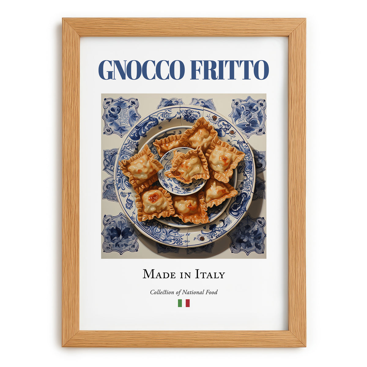 Gnocco fritto – Italian Dish, Restaurant Wall Art, set in oak frame