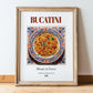 Bucatini – Italian Pasta, Ristorante Painting, in wooden frame leaning on the floor