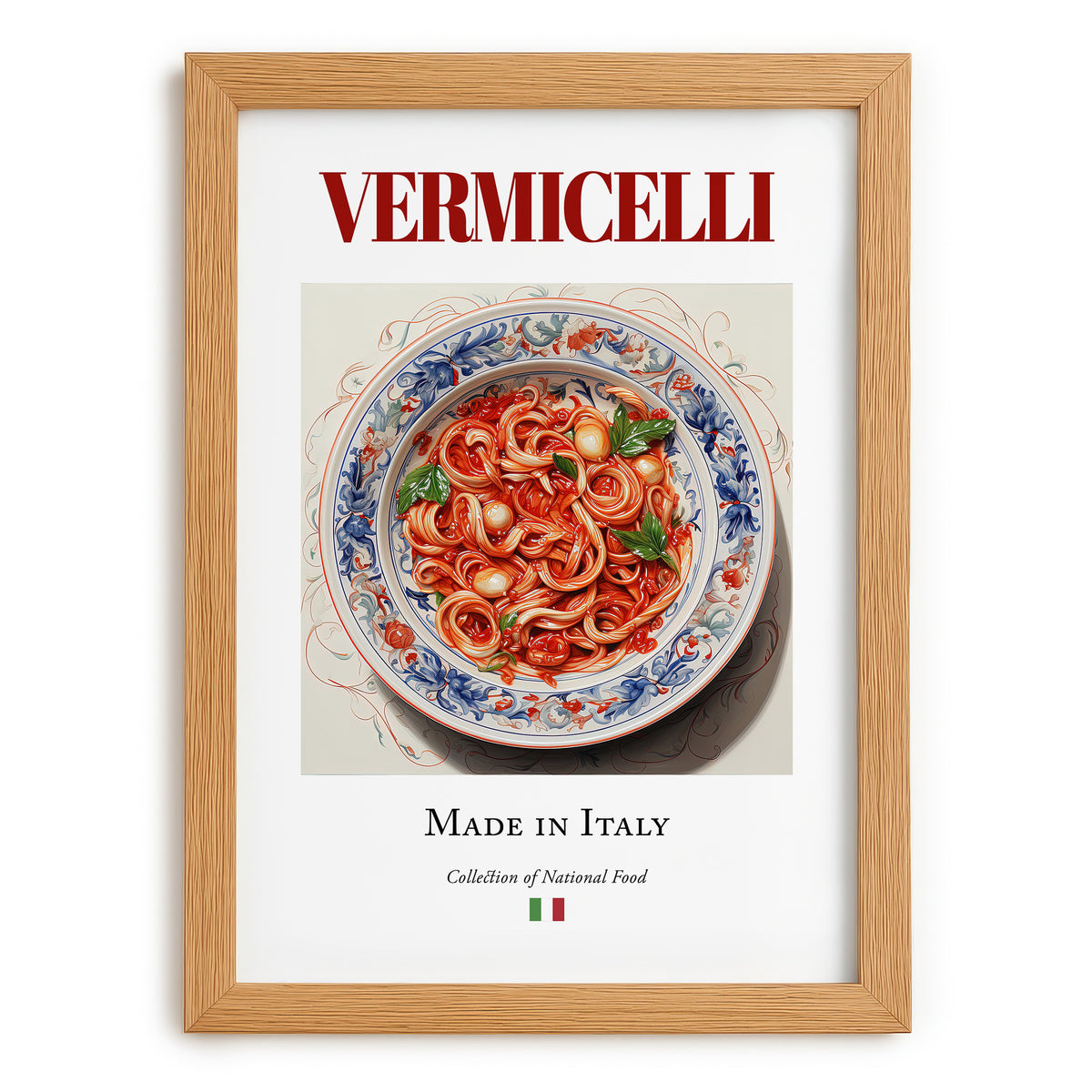 Vermicelli – Italian Pasta, Osteria Print, set in oak frame
