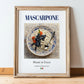 Mascarpone – Italian Cheese Dish, Bistro Wall Art, in wooden frame leaning on the floor