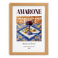 Amarone – Italian Red Wine, Wine Bar Illustration, set in oak frame