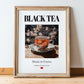 Black Tea – Chinese Tea, Tea Room Wall Decor, in wooden frame leaning on the floor