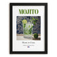 Mojito – Cuban Cocktail Drink, Rooftop Terrace Print, in sleek black frame