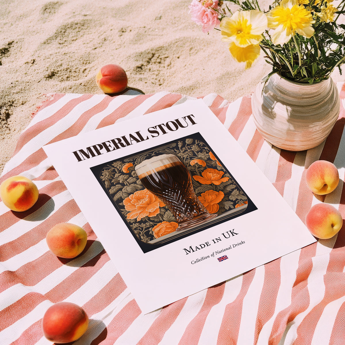 Imperial Stout – English Beer, Brauhaus Poster, unframed on coastal sand