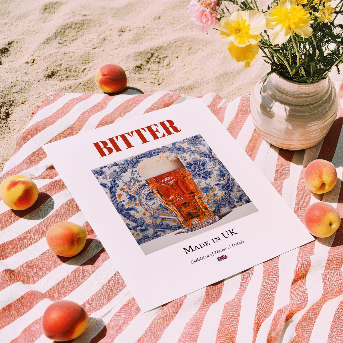 Bitter – English Beer, Brauhaus Poster, unframed on coastal sand