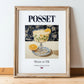 Posset – English Dessert Dish, Bistro Illustration, in wooden frame leaning on the floor