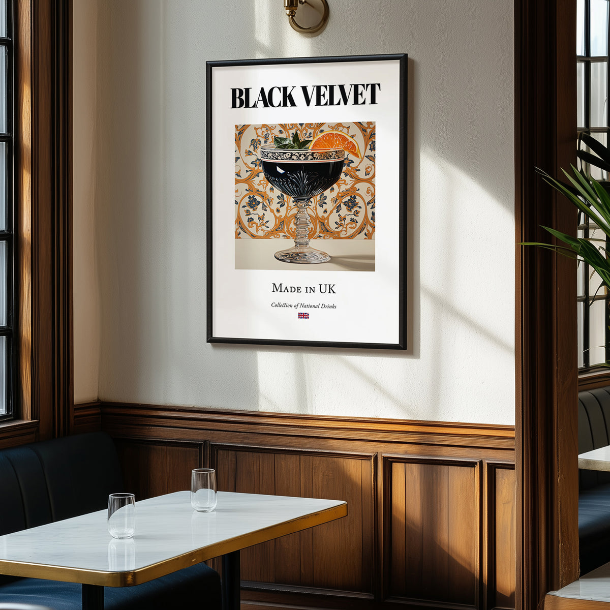 Black Velvet – English Cocktail Drink, Cocktail Lounge Wall Decor, clean layout with no caption