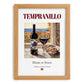 Tempranillo – Spanish Red Wine, Enoteca Illustration, set in oak frame