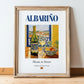 Albariño – Spanish White Wine, Vinoteca Wall Art, in wooden frame leaning on the floor