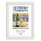 Getariako Txakolina – Spanish White Wine, Vineyard Terrace Painting, placed in minimal white frame