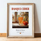 Basque Cider – Spanish Cider Cider, Country Pub Poster, in wooden frame leaning on the floor