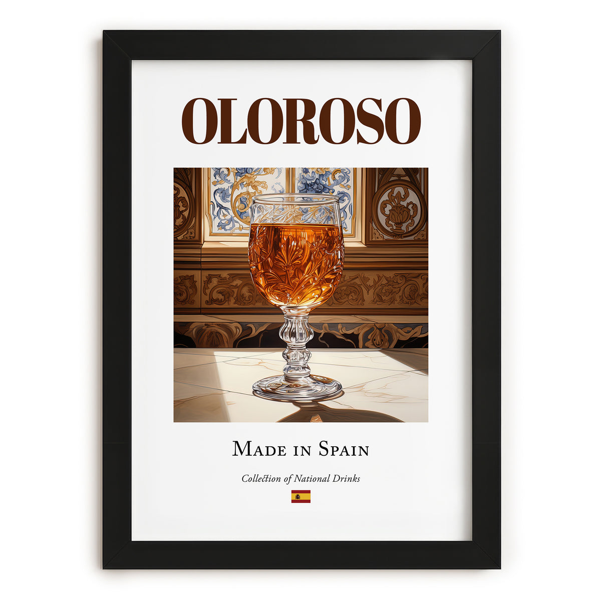 Oloroso – Spanish Dessert Wine, Vinoteca Art, in sleek black frame