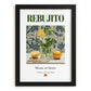 Rebujito – Spanish Cocktail Drink, Beach Bar Painting, in sleek black frame