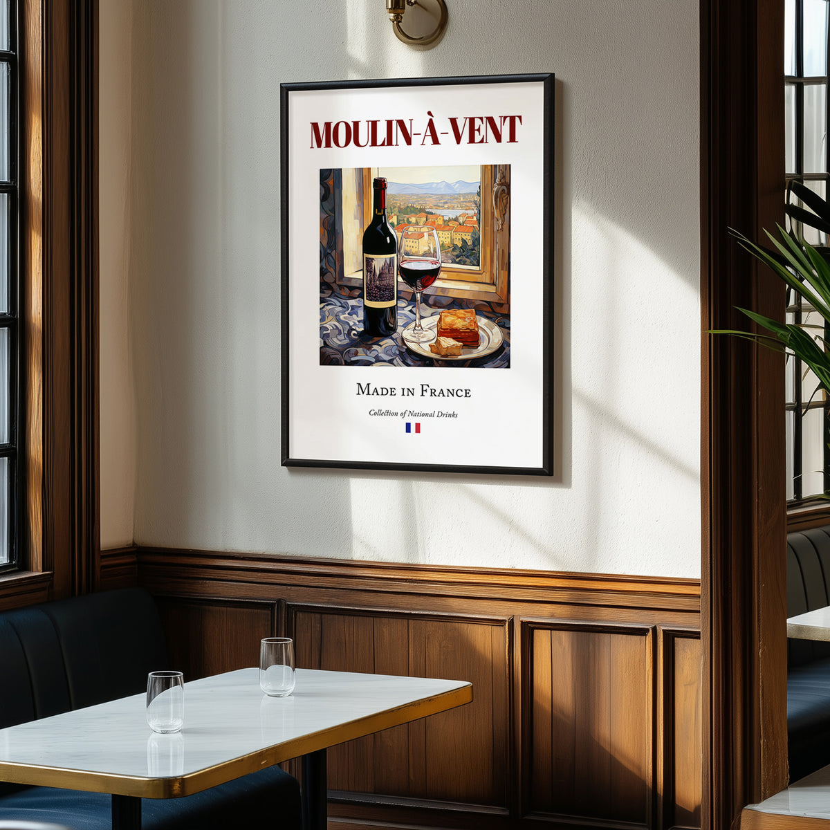 Moulin-à-Vent – French Red Wine, Wine Bar Still Life, clean layout with no caption