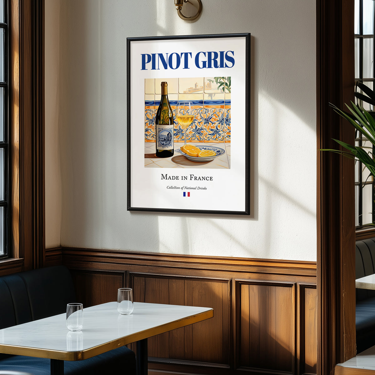 Pinot Gris – French White Wine, Tasting Room Still Life, clean layout with no caption