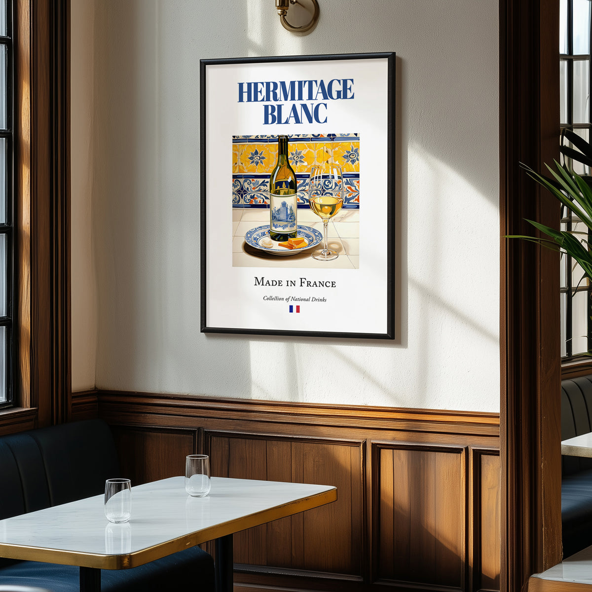 Hermitage blanc – French White Wine, Vineyard Terrace Wall Art, clean layout with no caption