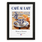 Café au lait – French Coffee, Espresso Bar Print, in sleek black frame