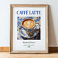 Caffè latte – Italian Coffee, Konditorei Print, in wooden frame leaning on the floor
