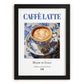 Caffè latte – Italian Coffee, Konditorei Print, in sleek black frame