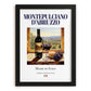 Montepulciano d'Abruzzo – Italian Red Wine, Vineyard Terrace Illustration, in sleek black frame