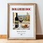 Bolgheri DOC – Italian Red Wine, Vinoteca Print, in wooden frame leaning on the floor