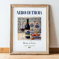 Nero di Troia – Italian Red Wine, Vineyard Terrace Wall Art, in wooden frame leaning on the floor